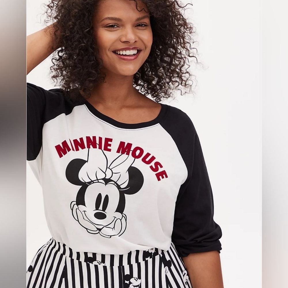 NWT Torrid Disney Minnie Mouse White Jersey Raglan Top